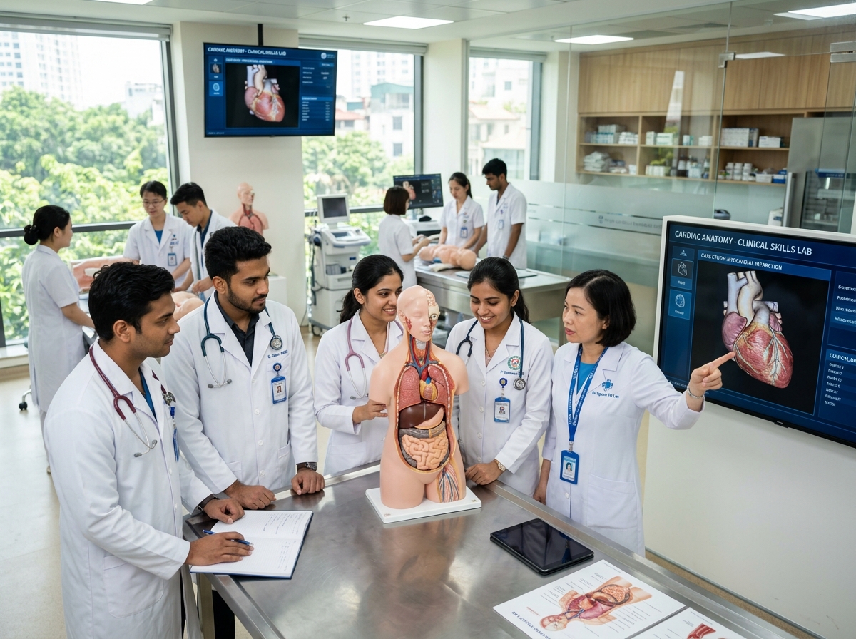 Indian medical students in Vietnam university clinical skills laboratory