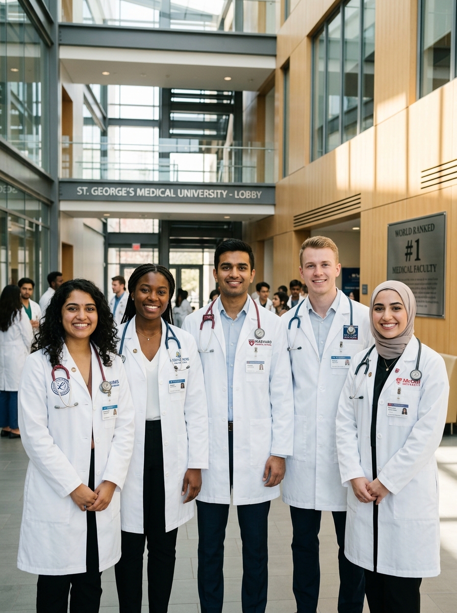 Medical students team at international university
